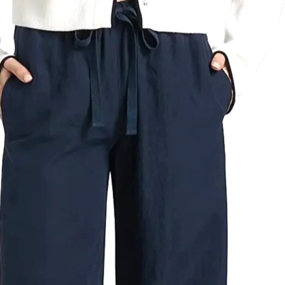 NWOT Vince High Rise Wide Leg Blue Elastic Waist Drawstring Utility Pant Size XL - Picture 4 of 11